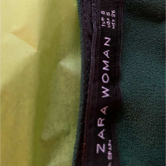 ZARA WOMAN Cold Shoulder Dress EUC Size Small Dark Green - Picture 8 of 11